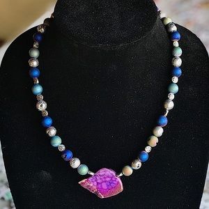 Druzy and Agate Necklace with Matching Earrings